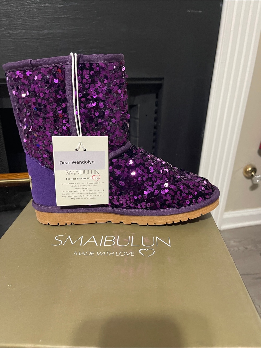 Purple Sequin Ankle Booties